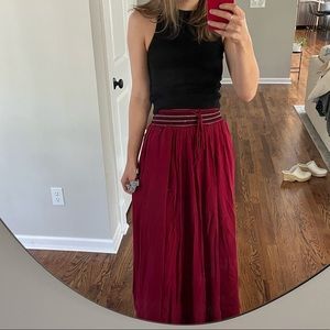 Zara Red Maxi Skirt and Black Crop Top